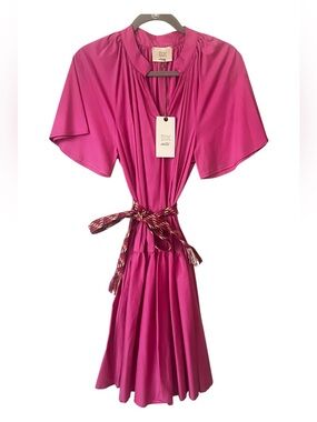 DX Collection Pink Mini Dress Made in Italy with tie belt NWT Small